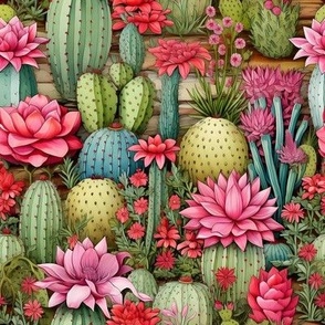 Smaller Pink Flowers and Cactus 10