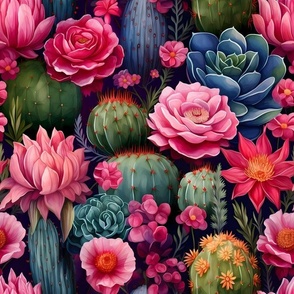 Bigger Pink Flowers and Cactus 14