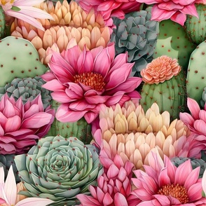 Bigger Pink Flowers and Cactus 15
