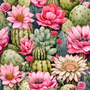 Bigger Pink Flowers and Cactus 11