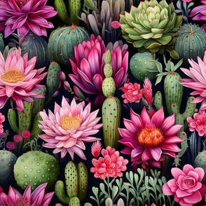 Bigger Pink Flowers and Cactus 7