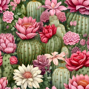 Bigger Pink Flowers and Cactus 2