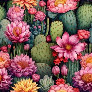 Bigger Pink Flowers and Cactus 13