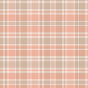 Fall Plaid in Apricot Orange and Neutral Beige - Large - Thanksgiving Plaid, Cabincore Plaid, Western Plaid