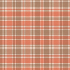 Fall Plaid in Orange and Light Cocoa Brown - Large - Thanksgiving Plaid, Cabincore, Classic Orange Plaid