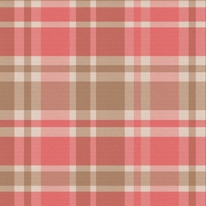 Holiday Plaid in Cranberry Red and Light Cocoa Brown - Jumbo - Christmas Plaid, Cabincore, Classic Plaid