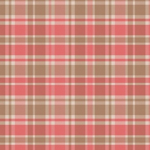 Holiday Plaid in Cranberry Red and Light Cocoa Brown - Large - Christmas Plaid, Cabincore, Classic Plaid