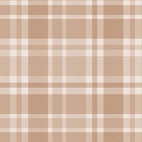 Neutral Fall Plaid in Light Cocoa Brown and Beige - Jumbo - Classic Plaid, Brown Plaid, Cabincore Plaid