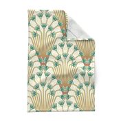 papyrus flowers (light, teal flowers) - half size