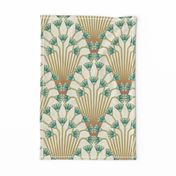 papyrus flowers (light, teal flowers) - half size