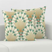 papyrus flowers (light, teal flowers) - half size