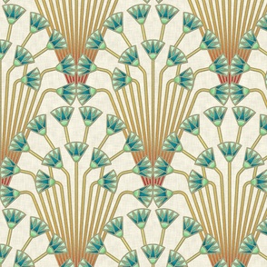 papyrus flowers (light, teal flowers) - half size