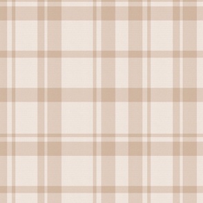 Simple Neutral Plaid in Light Cocoa Brown and Beige - Large - Fall Plaid, Cabincore Plaid, Western Plaid