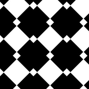 Monochrome Interlocking Diamond Squares Black and White