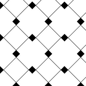 White with Black outline Interlocking Diamond Squares 