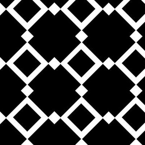 Black and White Geometric Interlocking Art Deco Diamond Squares