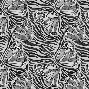 (S) Abstract Boho Butterfly Zebra - Animal Print 6 Black and White textured