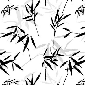 Minimalism monochrome ink reed on white