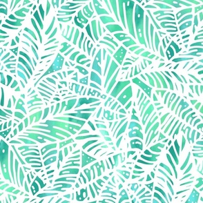 Batik Leaves Watercolor Green 300