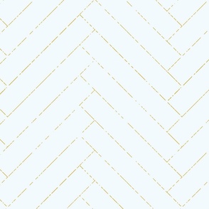 chevron / herringbone, light sky blue with elegant distressed gold lines in nautical beech housestyle-long  (M)