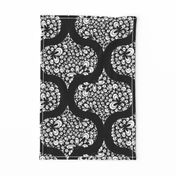 12” Black and White Blooming Doodle Retro Ogee - Medium