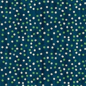 (XS) Confetti Dots - Green and White on Dark Blue
