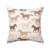 Wild Running Horses Light Pink/ Brown/ Ecru White