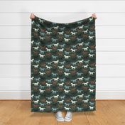 Wild Running Horses Blue/ Brown/ Dark Green