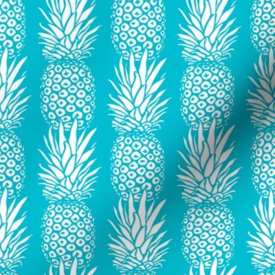 Pineapple stripe in cyan blue and white. Small scale