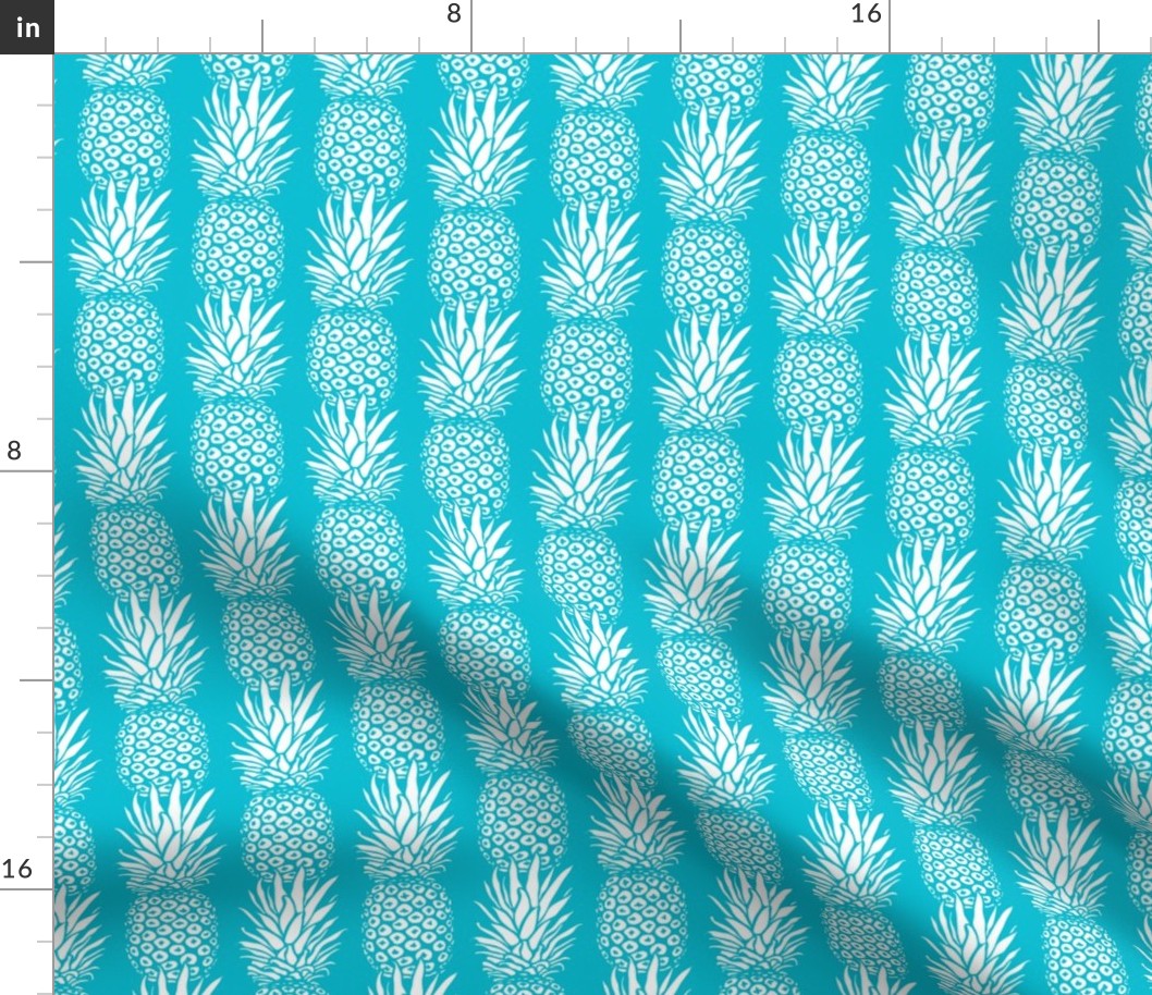 Pineapple stripe in cyan blue and white. Small scale