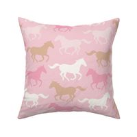 Wild Running Horses Ecru White/ Light Pink