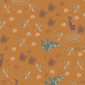 Wings and Wildflowers-Rust- Pattern 2-10