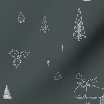 Festive Christmas Doodles, slate
