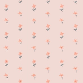 Small, scattered tangled, tiny Flowers - pink - orange - gray - blue | Medium Version | Pink vintage floral print