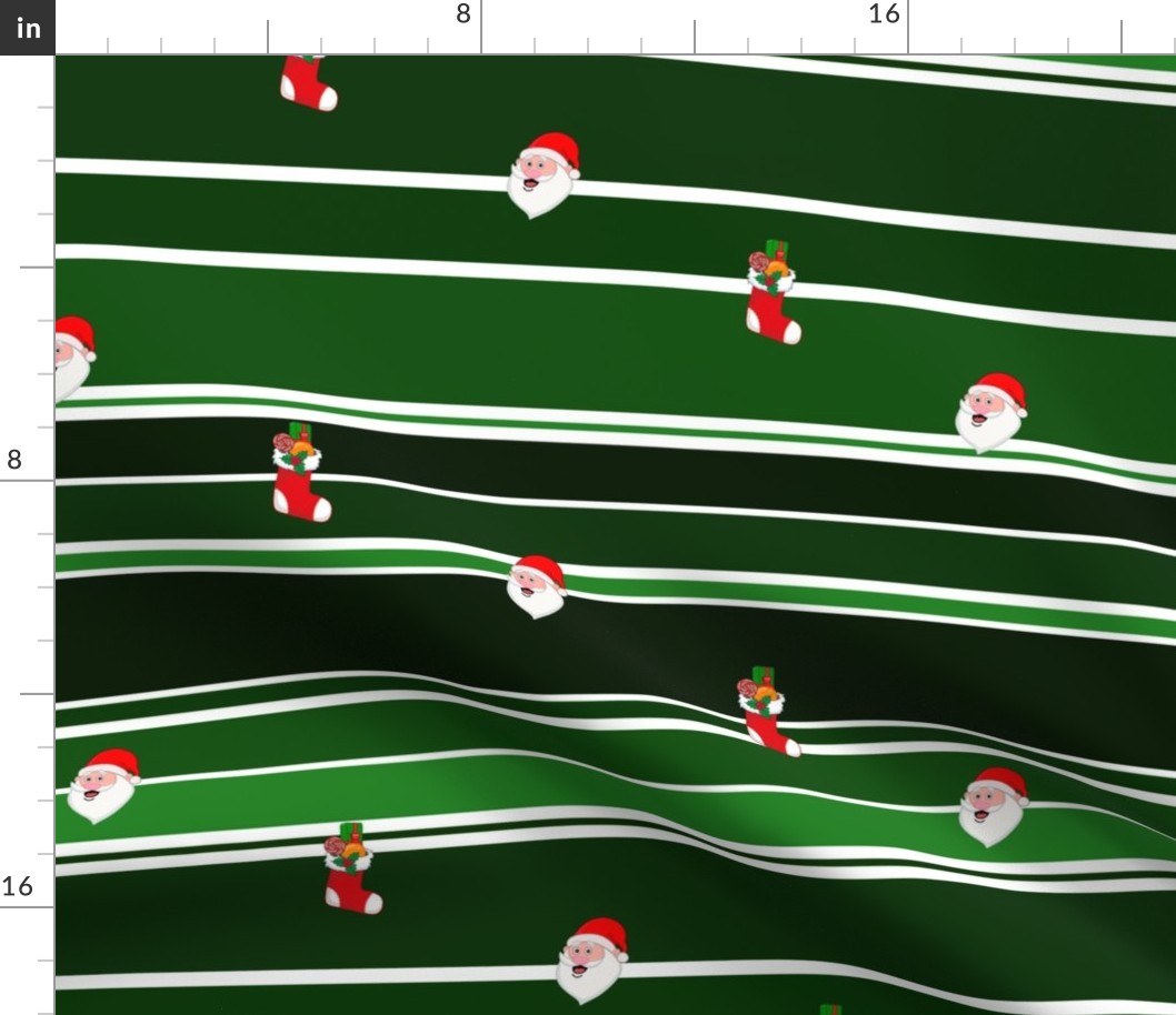 Santa on Stripes, greens