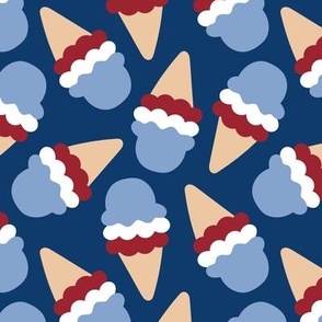 Happy 4th - Summer ice-cream cones usa patriot palette national holiday american flag red blue on navy