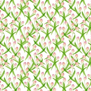 Pink Watercolor Tulips Small Scale