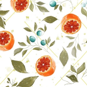 Watercolour blood oranges off white background  (large)