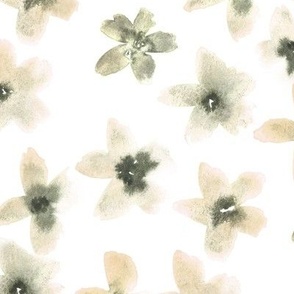 Neutral Florals of Villa Carlotta - watercolor bloom painted flowers for modern home decor nursery b197-8