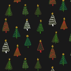 Happy Little Christmas Trees, multi dark