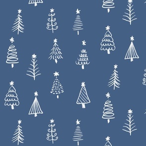 Happy Little Christmas Trees, blue