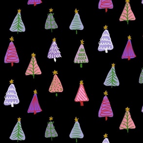 Happy Little Christmas Trees, multicolor