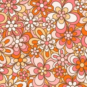 Funky Floral in Pink & Orange (Medium Scale)