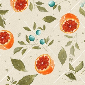 Botanical watercolour oranges (large)