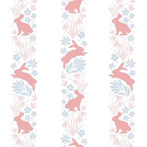 nursery bunny stripes/soft coral blue and  blush/medium