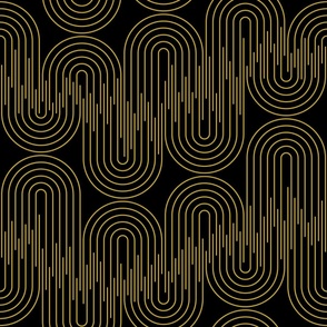 Modern Geometric Abstract Soundwaves - Gold on Black