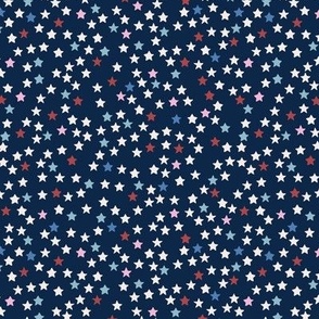 Happy 4th of July - Night full stars American patriot design USA Holiday blue pink red on navy