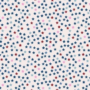 Happy 4th of July - Night full stars American patriot design USA Holiday blue pink red on ivory