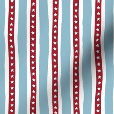 4th of July stars and stripes on vertical strokes usa patriot minimalist design blue red white 