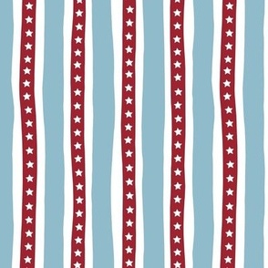 4th of July stars and stripes on vertical strokes usa patriot minimalist design blue red white 